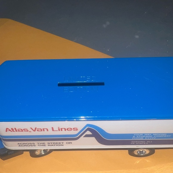 Limited Edition 1937 Ford Tractor Trailer Bank Atlas Van Lines Coin Bank - Picture 8 of 14